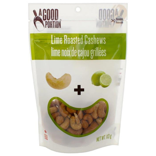A GOOD PORTION, LIME ROASTED CASHEWS, 8 x 113G