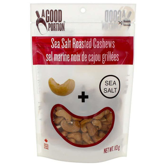 A GOOD PORTION, SEA SALT ROASTED CASHEWS, 8 x 113G