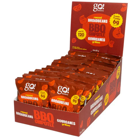 GO BEANZ ROASTED BROADBEANS - BBQ CHIPOTLE 24X28GR