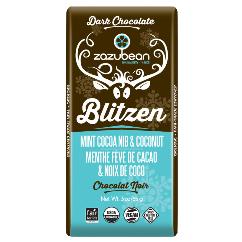 ZAZUBEAN, BLITZEN - MINT COCOA NIB, 12 x 85G