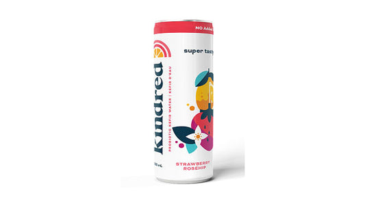 KINDRED CULTURE, STRAWBERRY ROSEHIP WATER KEFIR, 12 x 355ML