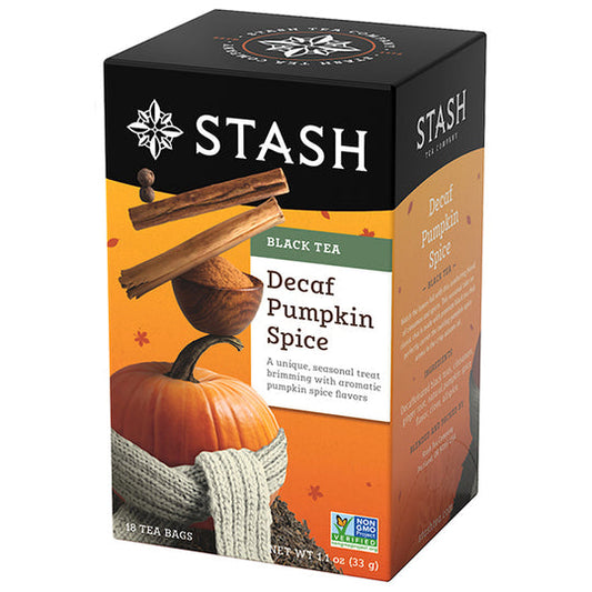 STASH TEA, PUMPKIN SPICE DECAF TEA, 6 x 18 CT