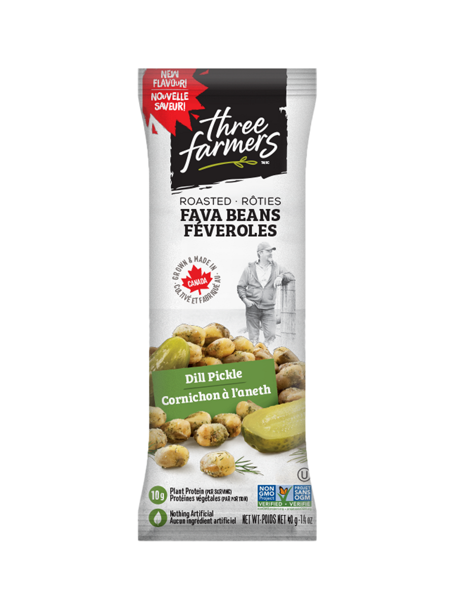 THREE FARMERS, FAVA BEANS - DILL PICKLE SNACK PACKS, 12 x 40G