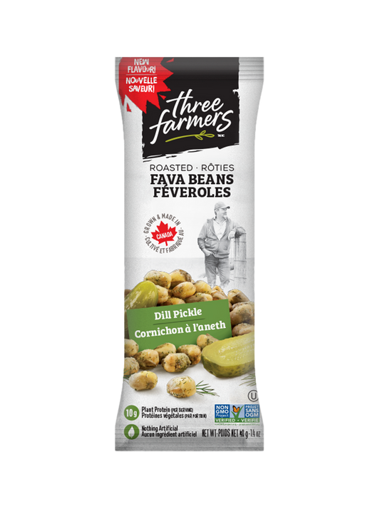 THREE FARMERS, FAVA BEANS - DILL PICKLE SNACK PACKS, 12 x 40G