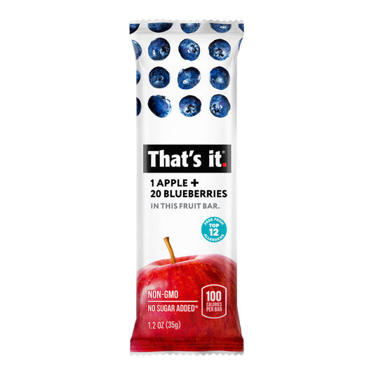 THAT'S IT, 1 APPLE 20 BLUEBERRY FRUIT BAR, 12 x 35G