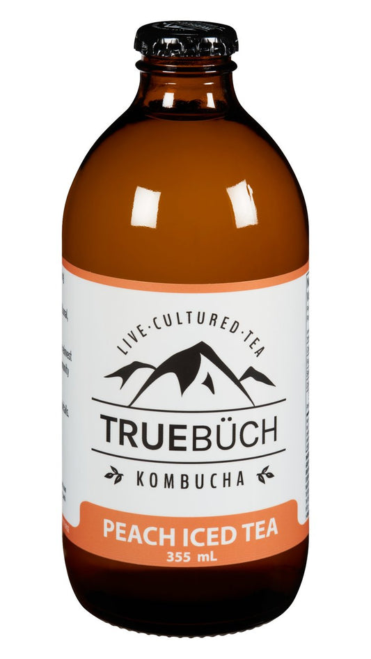 TRUE BUCH KOMBU, PEACH ICED TEA, 12 x 355ML