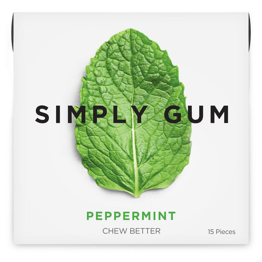 SIMPLY GUM, PEPPERMINT NATURAL CHEWING GUM, 12 x 15CT