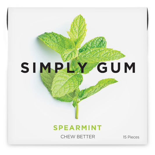 SIMPLY GUM, SPEARMINT NATURAL CHEWING GUM, 12 x 15CT