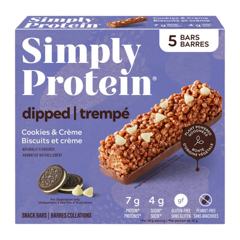 SIMPLY PROTEIN, COOKIES & CREME DIPPED BAR 5PK, 6 x 5X25G