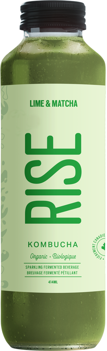 RISE KOMBUCHA, LIME & MATCHA CLASSIC, 12 x 414ML