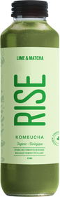 RISE KOMBUCHA, LIME & MATCHA CLASSIC, 12 x 414ML