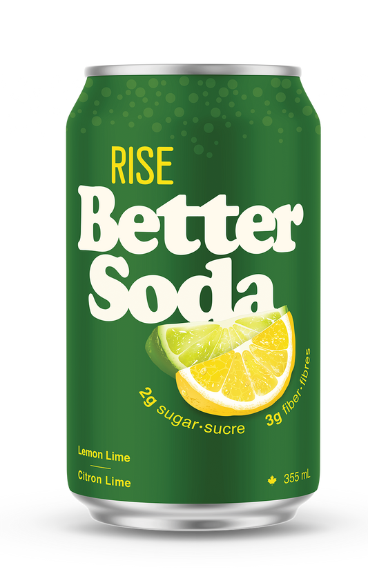 RISE KOMBUCHA, BETTER SODA - LEMON LIME, 12 x 355ML