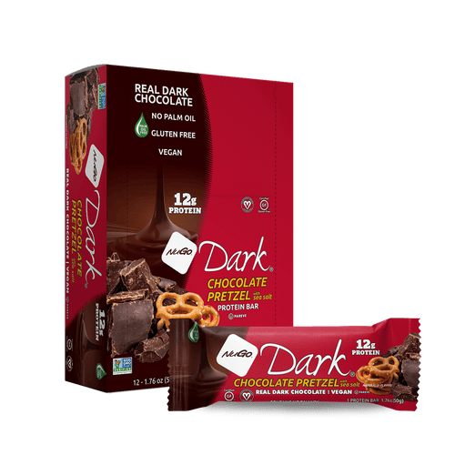 NUGO NUTRITION, CHOCOLATE PRETZEL DARK, 12 x 50 G