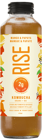 RISE KOMBUCHA, MANGO & PAPAYA 1G, 12 x 414ML