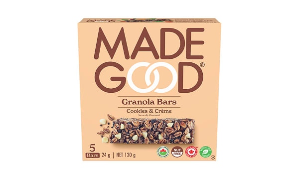 MADE GOOD, COOKIES & CREME GRANOLA BARS, 6 x 5X24G