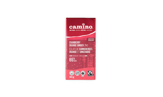 CAMINO, CRANBERRY ORANGE GINGER ZING-DARK-65%, 14 x 80G