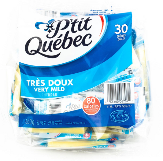 P'TIT QUEBEC, CHEDDAR CHEESE SNACKS, 30 X 21 G