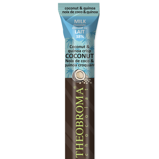 THEOBROMA CHOCO, 38% MILK CHOCOLATE QUINOA AND COCONUT, 18 x 31G