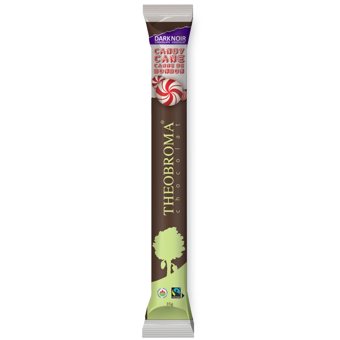 THEOBROMA CHOCO, 60% DARK CHOCOLATE AND CANDY CANE BATON, 18 x 35G