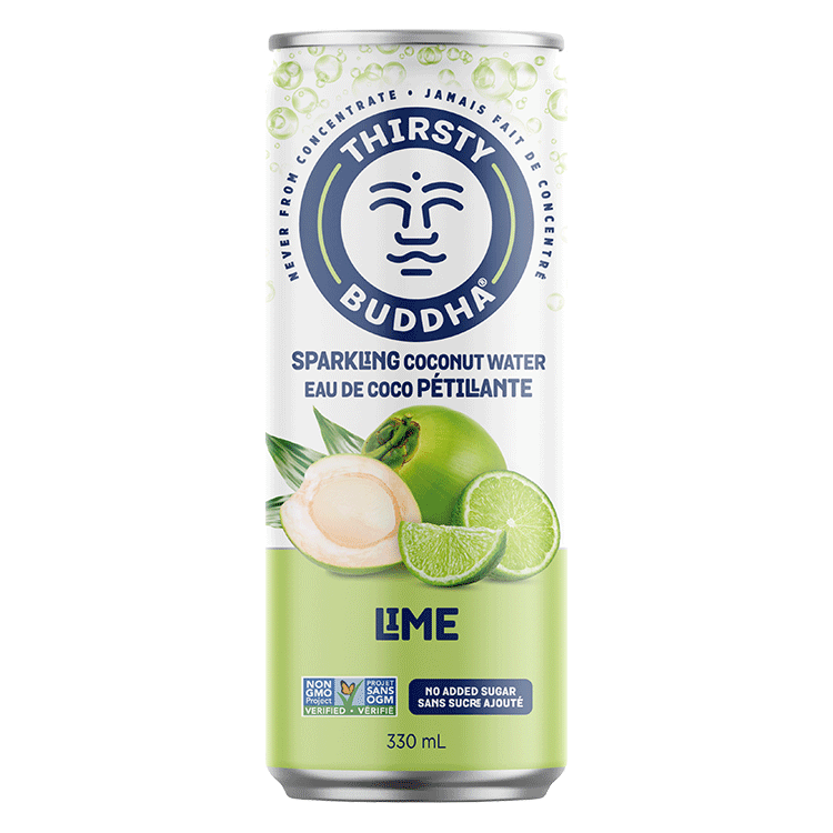 THIRSTY BUDDHA, SPARKLING COCONUT WATER LIME, 12 x 330ML