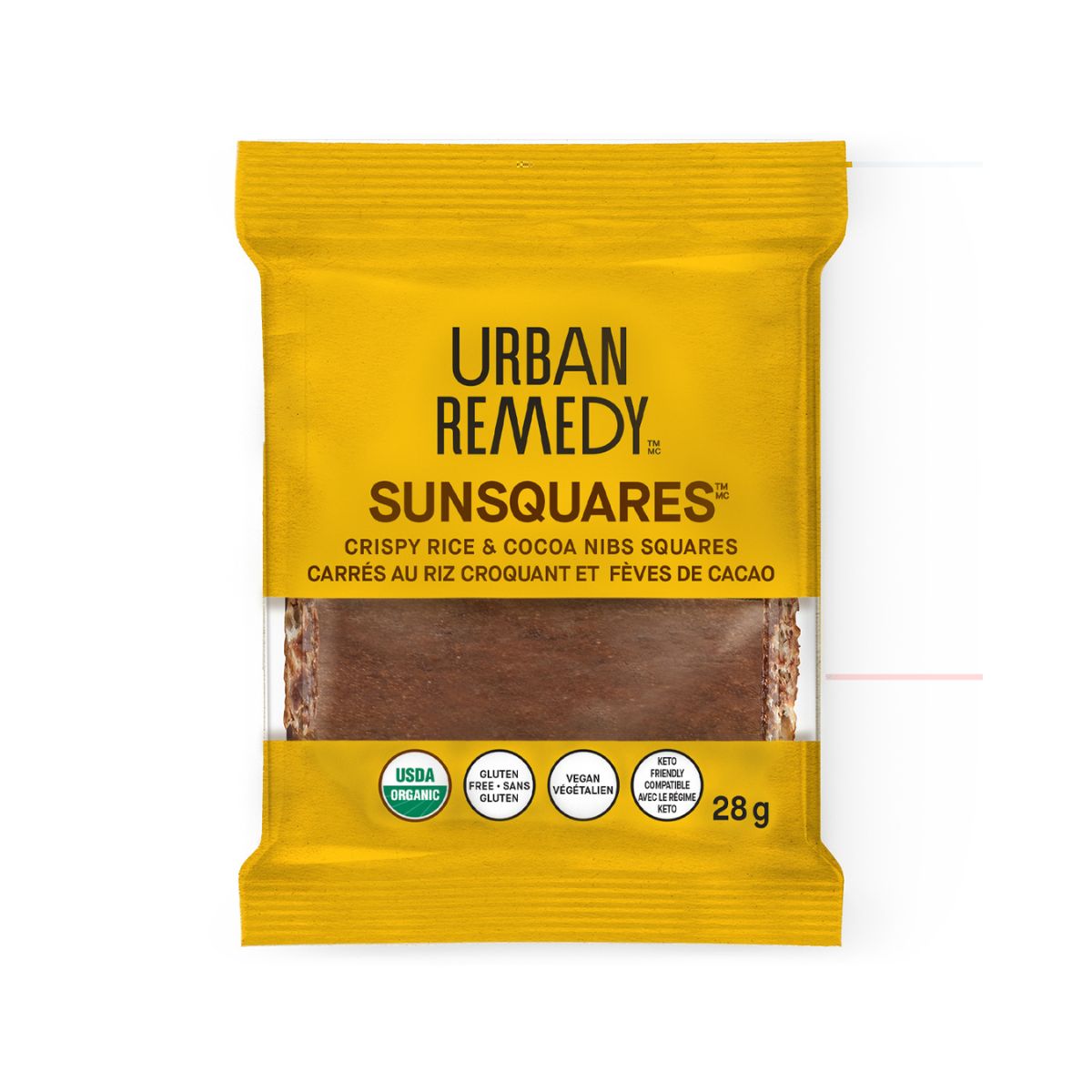 URBAN REMEDY, CRISPY RICE & COCOA NIBS SQUARES, 8 x 28G