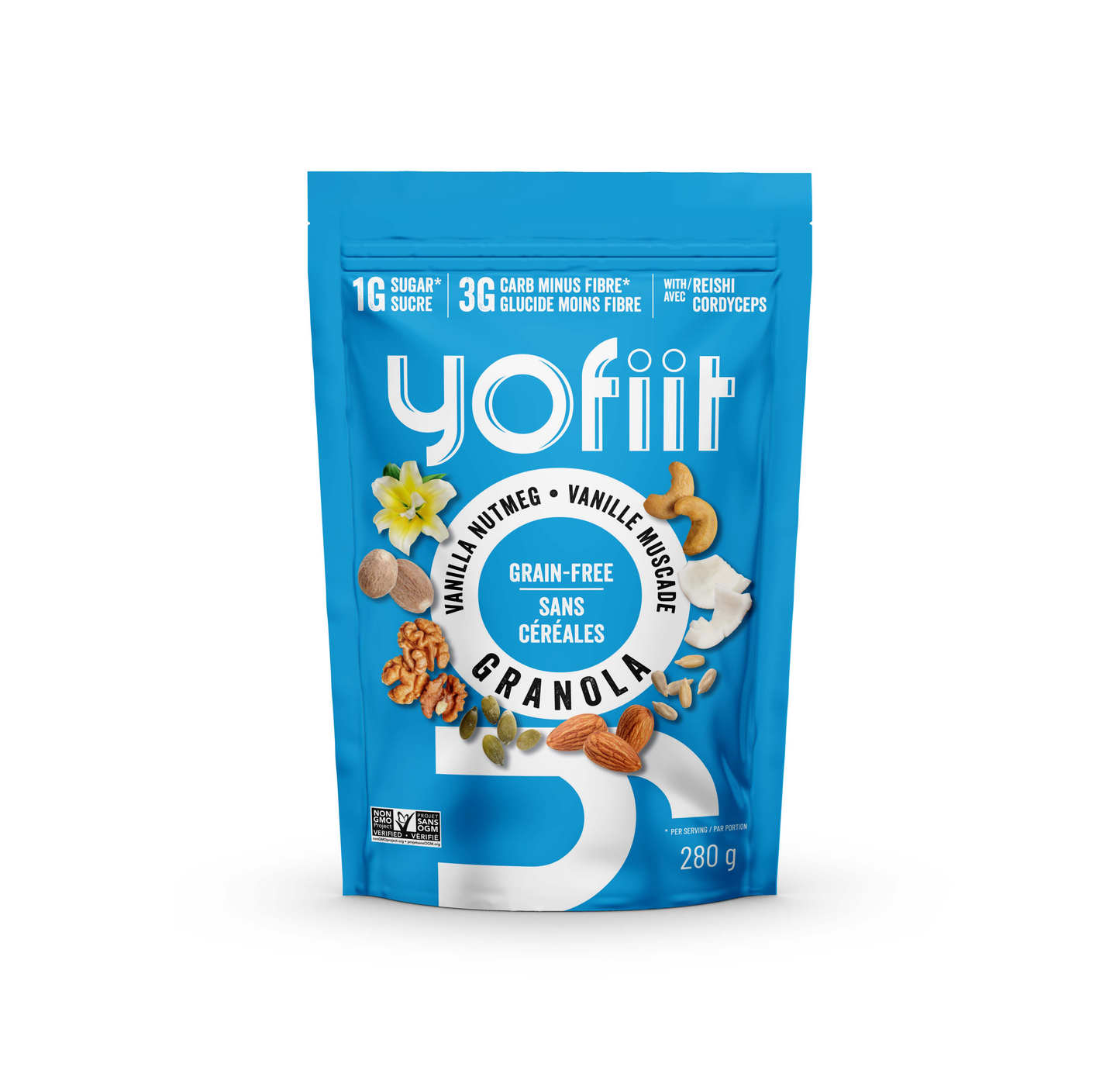 YOFIIT, KETO GRANOLA WITH ADAPTOGENS NUTMEG, 12 x 280G