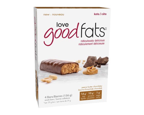 LOVE GOOD FATS, PEANUT BUTTER CHOCOLATEY SNACK BAR, 12 x 4 X 39G