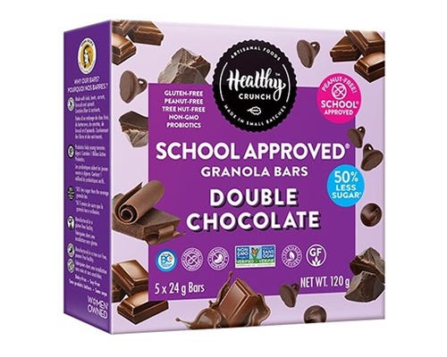 HEALTHY CRUNCH, DOUBLE CHOOCLATE - SCHOOL APPROVED BARS, 6 x 5X24G
