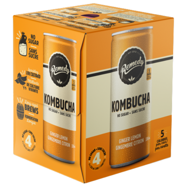 REMEDY, GINGER LEMON KOMBUCHA, 6 x 4X330 M