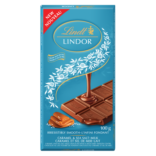 LINDT, VEGAN BAR SALTED CARAMEL -OAT BASED, 20 x 100G