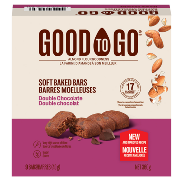 GOOD TO GO, DOUBLE CHOCOLATE SOFT BAKED BARS, 9 x 40G