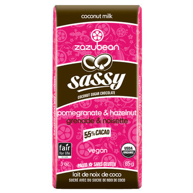 ZAZUBEAN, SASSY - 55% POMEGRANATE & HAZELNUT, 12 x 85G