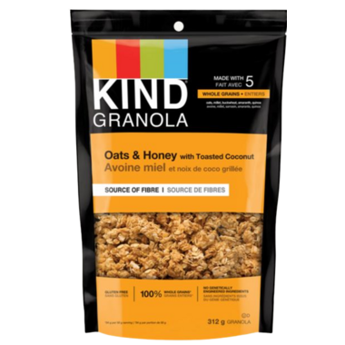 KIND, OATS&HONEY W TOASTED COCONUT, 6 x 312 G