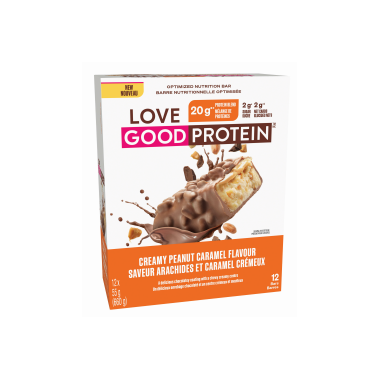 LOVE GOOD FATS, PEANUT CARAMEL PROTEIN BAR, 12 x 55G