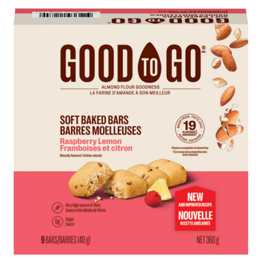 GOOD TO GO, RASPBERRY LEMON SOFT BAKED BARS, 9 x 40G