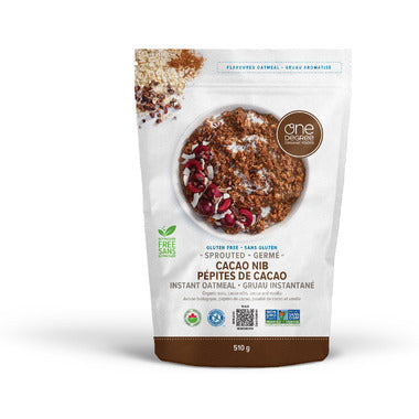 ONE DEGREE, SPROUTED CACAO NIB INSTANT OATMEAL, 6 x 510G