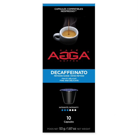 AGGA CAFE ESPRESSO DECAF 10 CAPS, 12 X 53 G