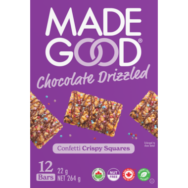 MADE GOOD, CHOC DRIZ CONFETTI SQUARES OR, 4 x 264G