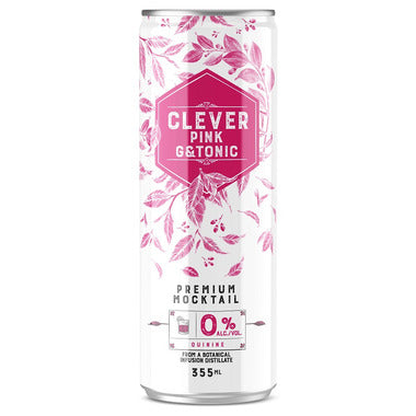 CLEVER MOCKTAIL, CLEVER NON ALCOHOLIC PINK G&T 12, 12 x 355ML