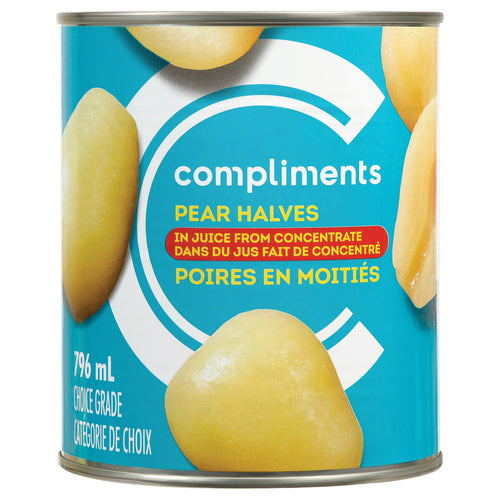 COMPLIMENT HALF PEARS IN JUICE, 12 X 796 ML