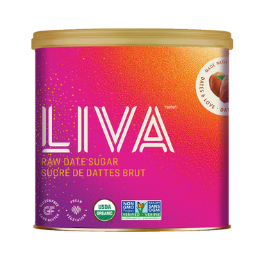 LIVA, RAW DATE SUGAR CANISTER, 6 x 400G