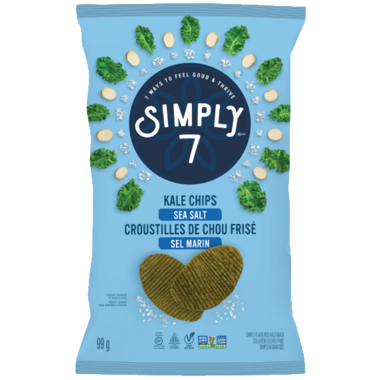 SIMPLY 7 SNACK, SEA SALT KALE CHIPS, 12 x 99G