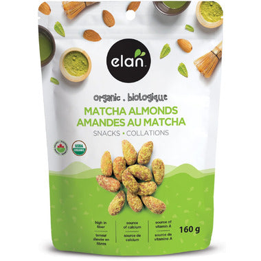 ELAN, ORGANIC MATCHA ALMONDS SNACKS, 8 x 160G