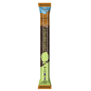 THEOBROMA CHOCO, 38% MILK CHOC QUINOA SALTED CARAMEL, 18 x 31G