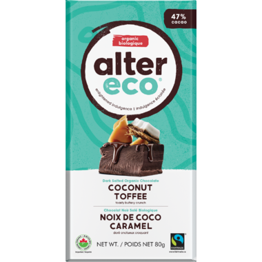 ALTER ECO, ORG CHOC - DARK COCONUT TOFFEE, 12 x 80 G