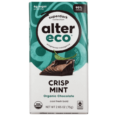 ALTER ECO, CHOCOLATE - SUPERDARK CRISP MINT 90%, 12 x 75G
