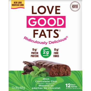 LOVE GOOD FATS, MINT CHOCOLATE CHIP SNACK BAR, 12 x 39G