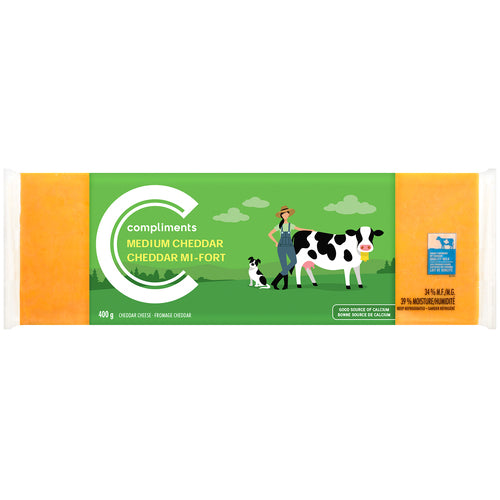 COMPLIMENTS COLORED MILD CHEDDAR CHEESE, 16 X 400 G