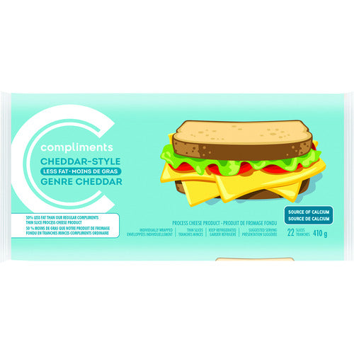 COMPLIMENTS SLICED THIN LIGHT CHEDDAR CHEESE, 12 X 400 G