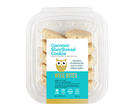 WISE BITES, COCONUT SHORTBREAD, 8 x 140G